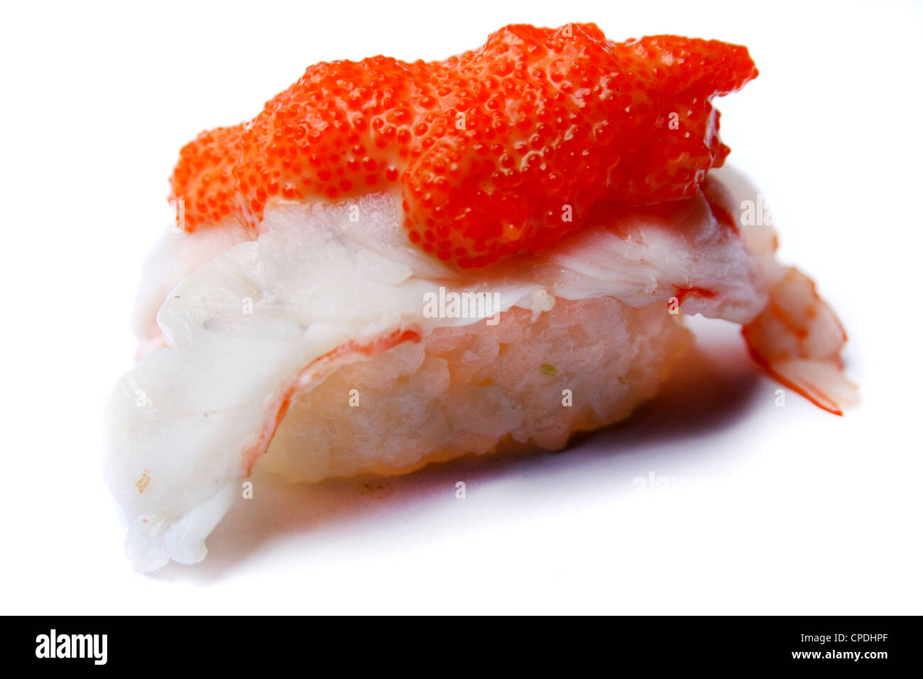 Prawn or shrimp nigiri sushi with flying fish egg Stock Photo Alamy