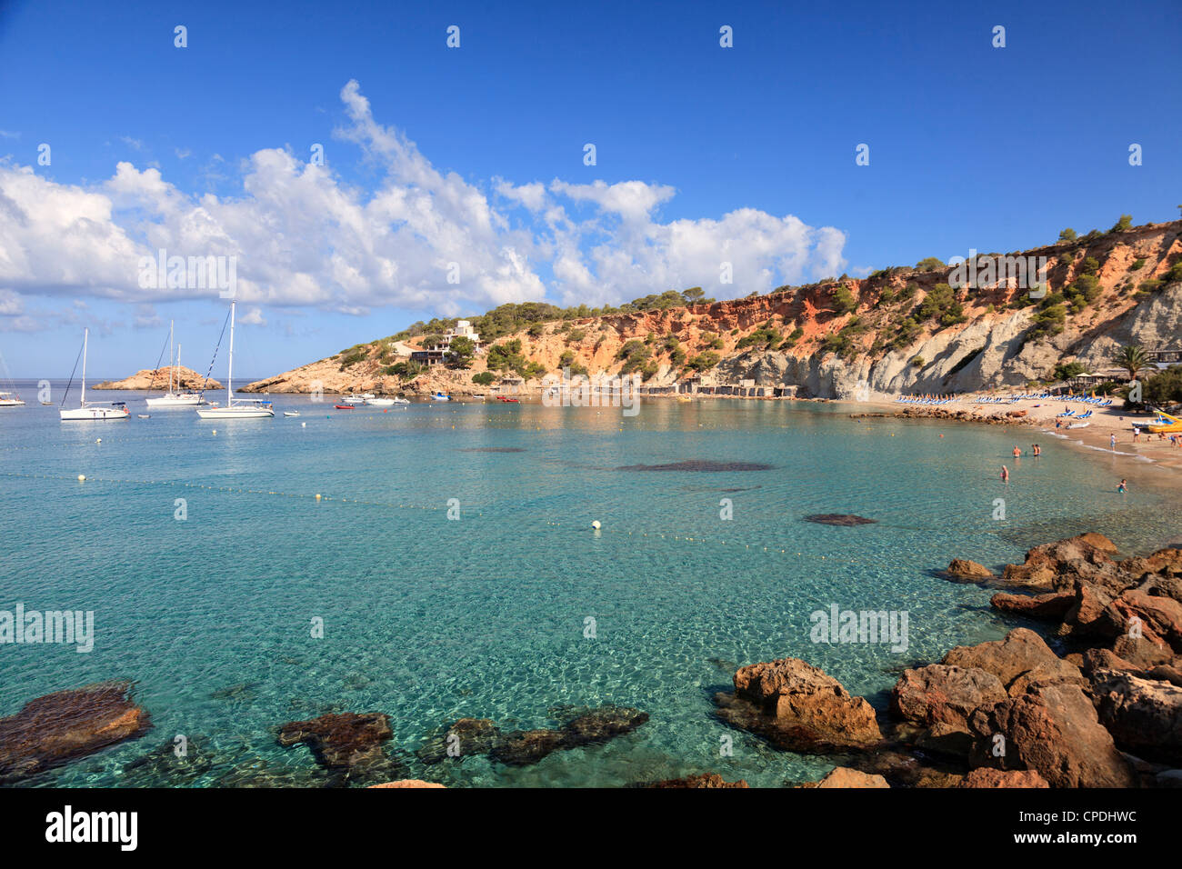 Spain, Balearic Islands, Ibiza, Cala D'Hort Beach Stock Photo
