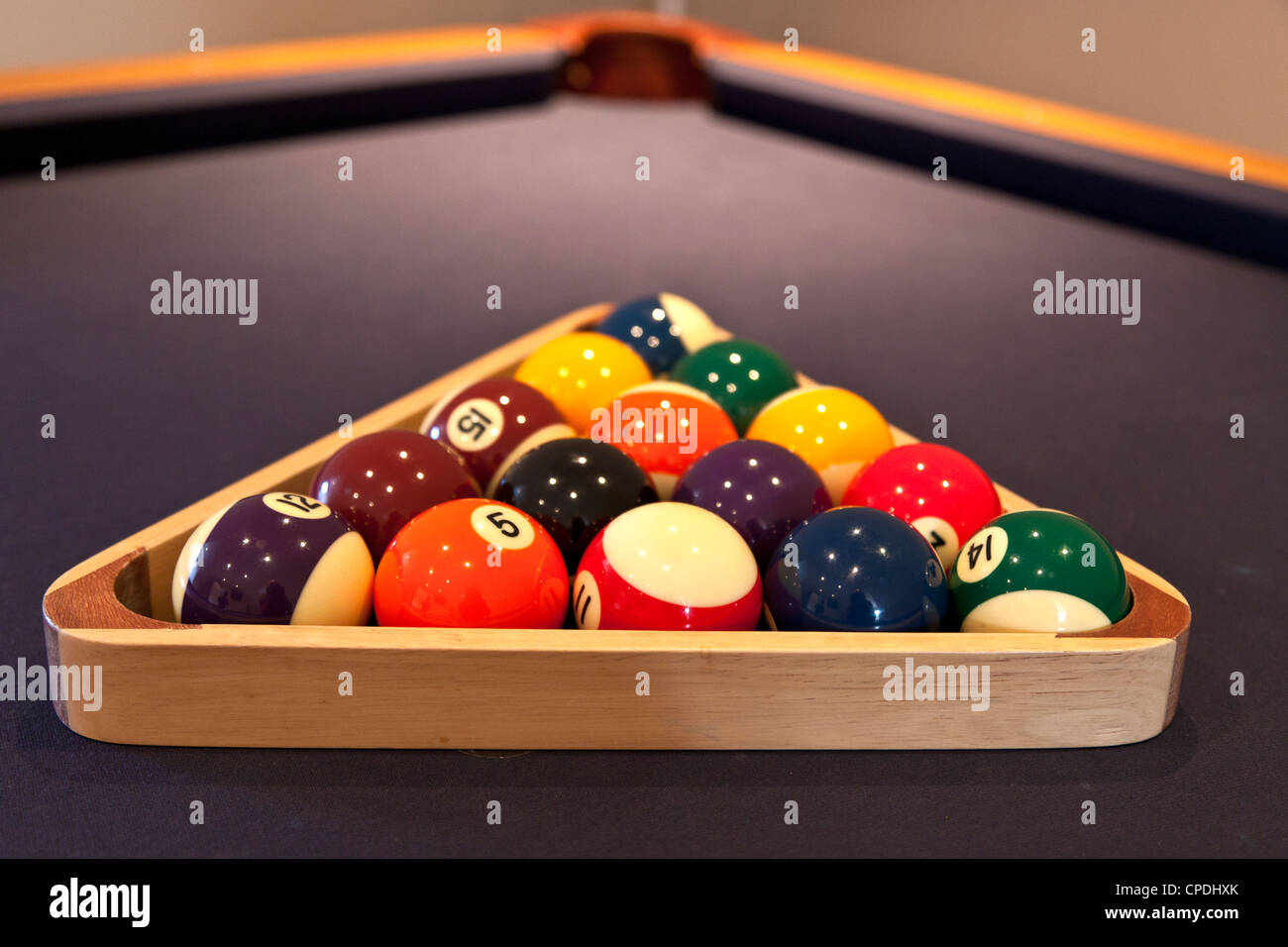 Pool Balls on Blue Pool Table Stock Photo Alamy