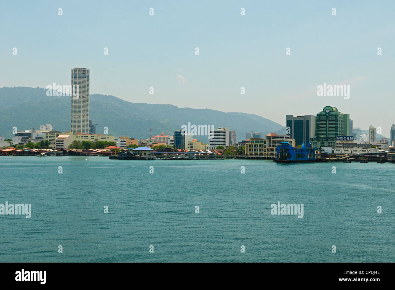 view of Komtar Tower and the city of Georgetown, Penang, Malaysia Stock Photo