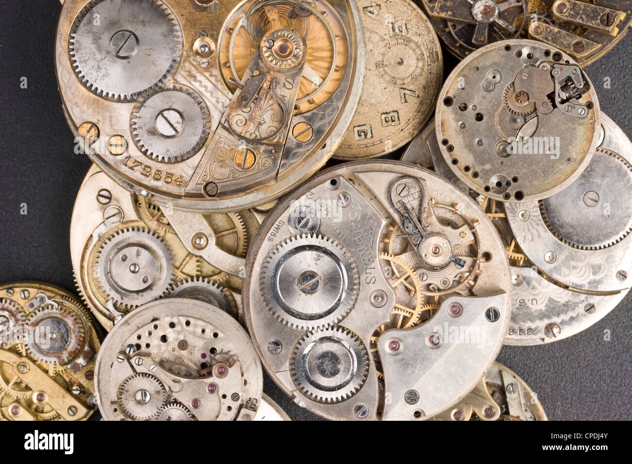 Random Pile of Old Mechanical Watch Parts Stock Photo - Image of
