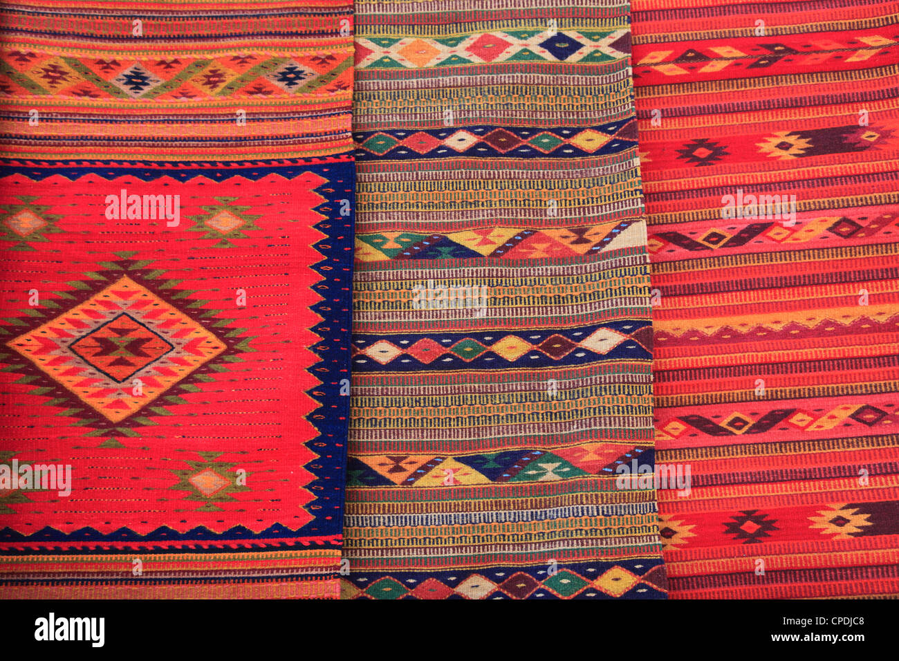 Traditional hand woven rugs, Oaxaca City, Oaxaca, Mexico, North America