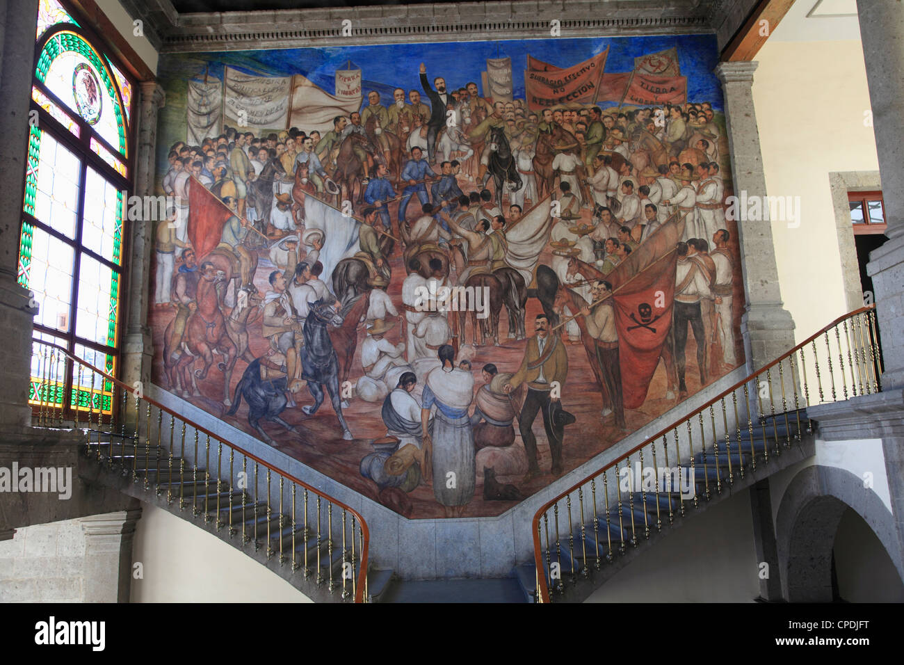 Mural, El Castillo de Chapultepec (Chapultepec Castle), Chapultepec Park, Chapultepec, Mexico City, Mexico, North America Stock Photo