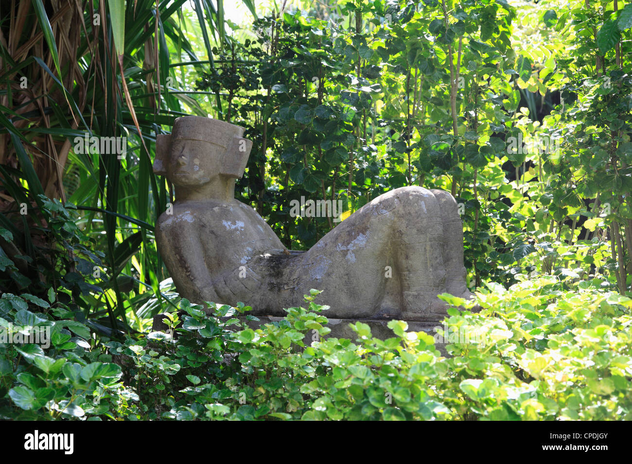 Chacmool statue, Chankanaab National Park, Cozumel Island (Isla de Cozumel), Quintana Roo, Mexico, Caribbean, North America Stock Photo