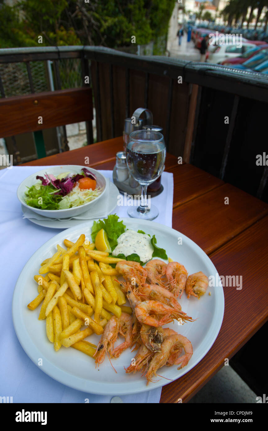Scampi with fries Konoba Leut restaurant Veli Varos district Split