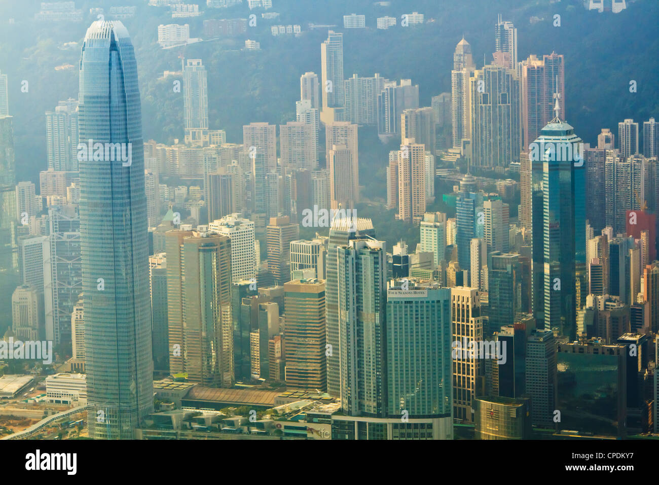 High angle view of Central, Hong Kong's main financial district, Hong Kong Island, Hong Kong, China, Asia Stock Photo