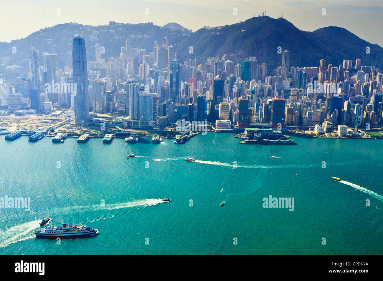 Cityscape of Central, Hong Kong's main financial district, Hong Kong Island, and Victoria Harbour, Hong Kong, China, Asia Stock Photo