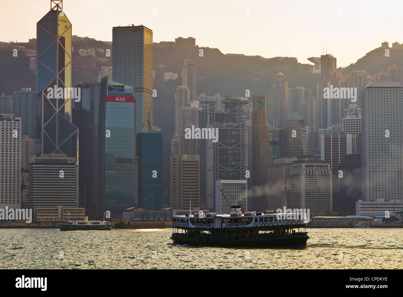 Star Ferry crossing Victoria Harbour towards Hong Kong Island, Hong