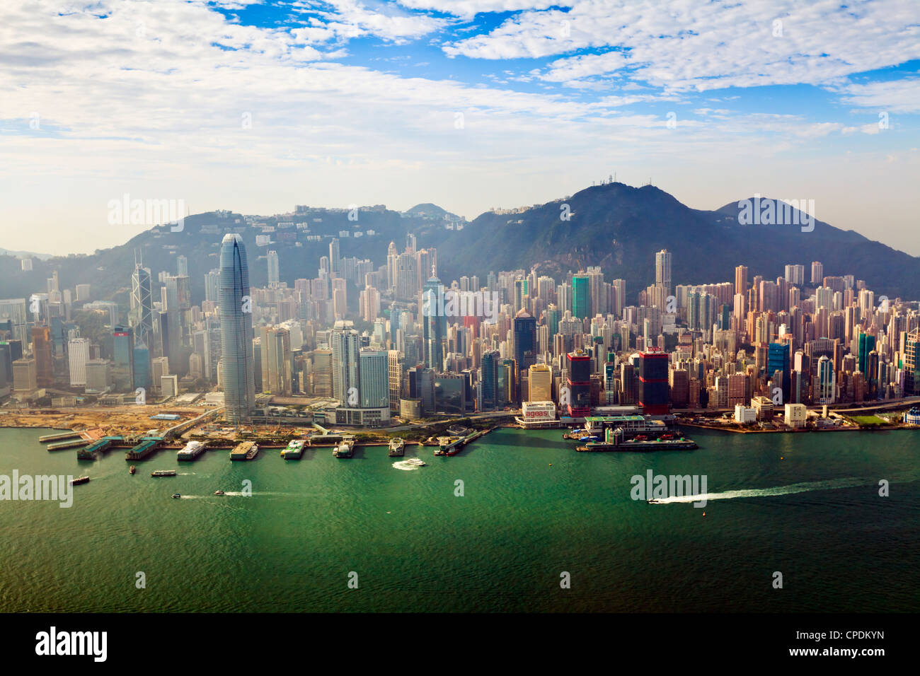 Cityscape of Hong Kong Island and Victoria Harbour, Hong Kong, China, Asia Stock Photo