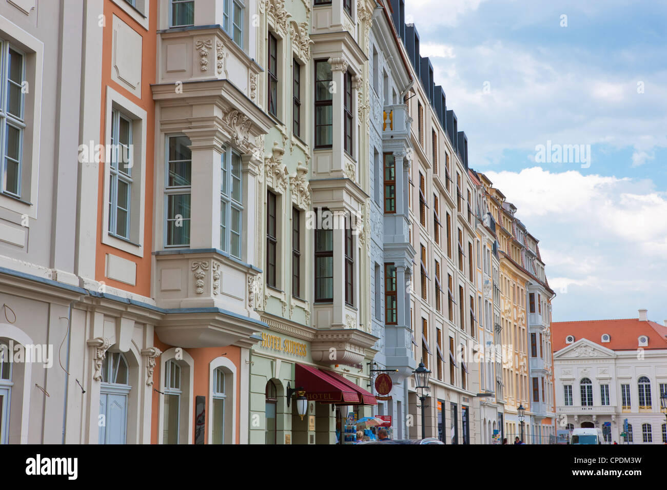 Close up of old Dresden houses, Dresden, Saxony, Germany, Europe Stock