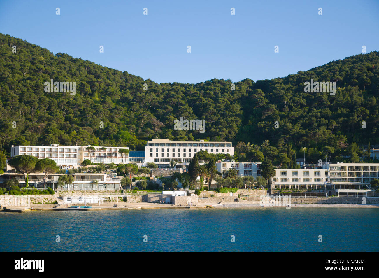 Hotels at the seaside Lapad district Dubrovnik city Dalmatia Croatia Europe Stock Photo