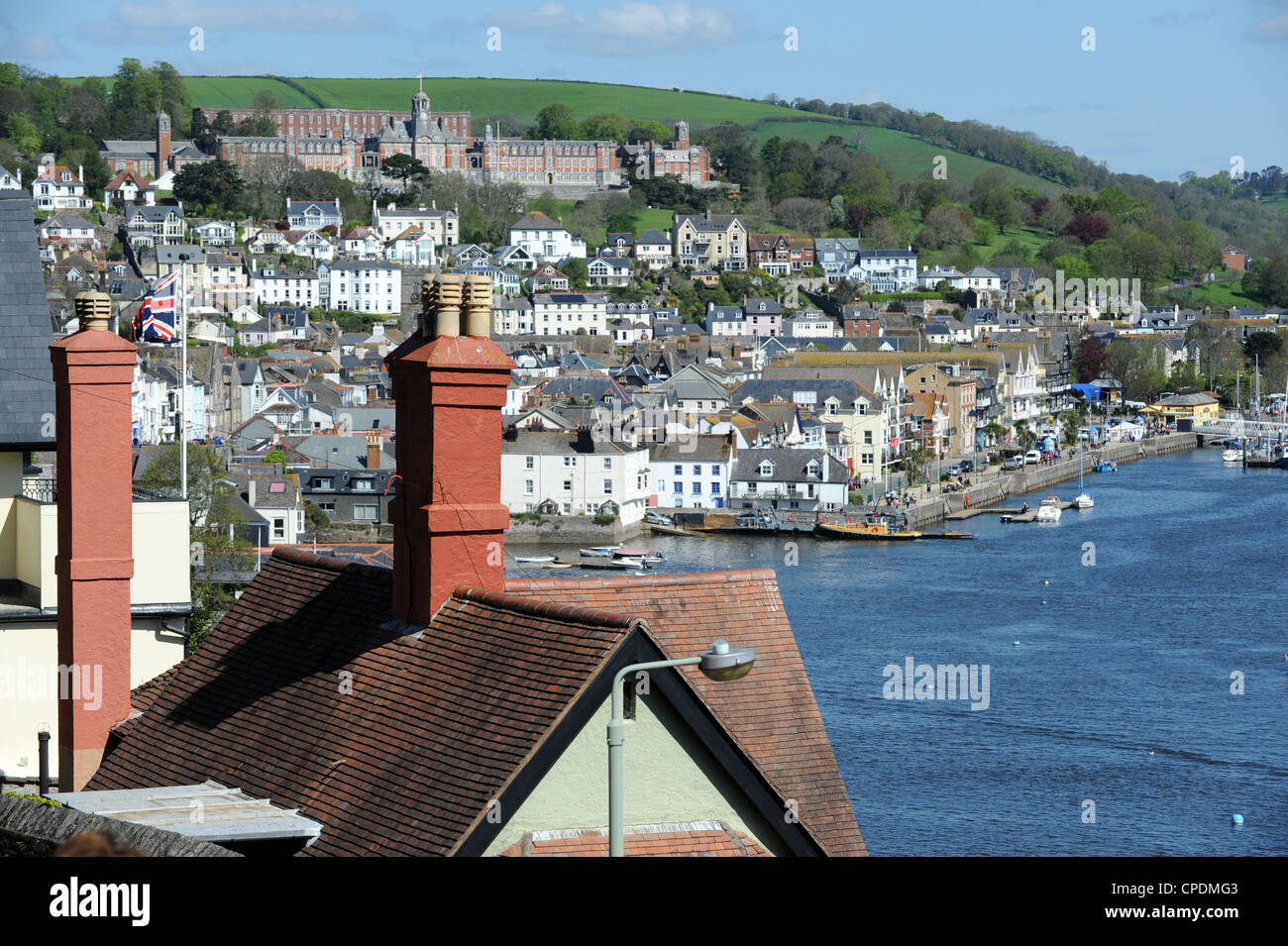 Dartmouth Devon Uk showing the Royal Naval College at top Stock Photo