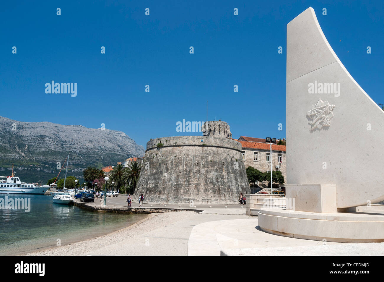 Croatia, Europe - Beach and harbour at Korcula Stock Photo