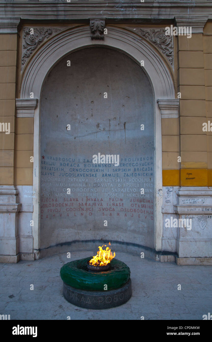 Eternal flame commemorating world war 2 central Sarajevo city Bosnia and Herzegovina Europe Stock Photo