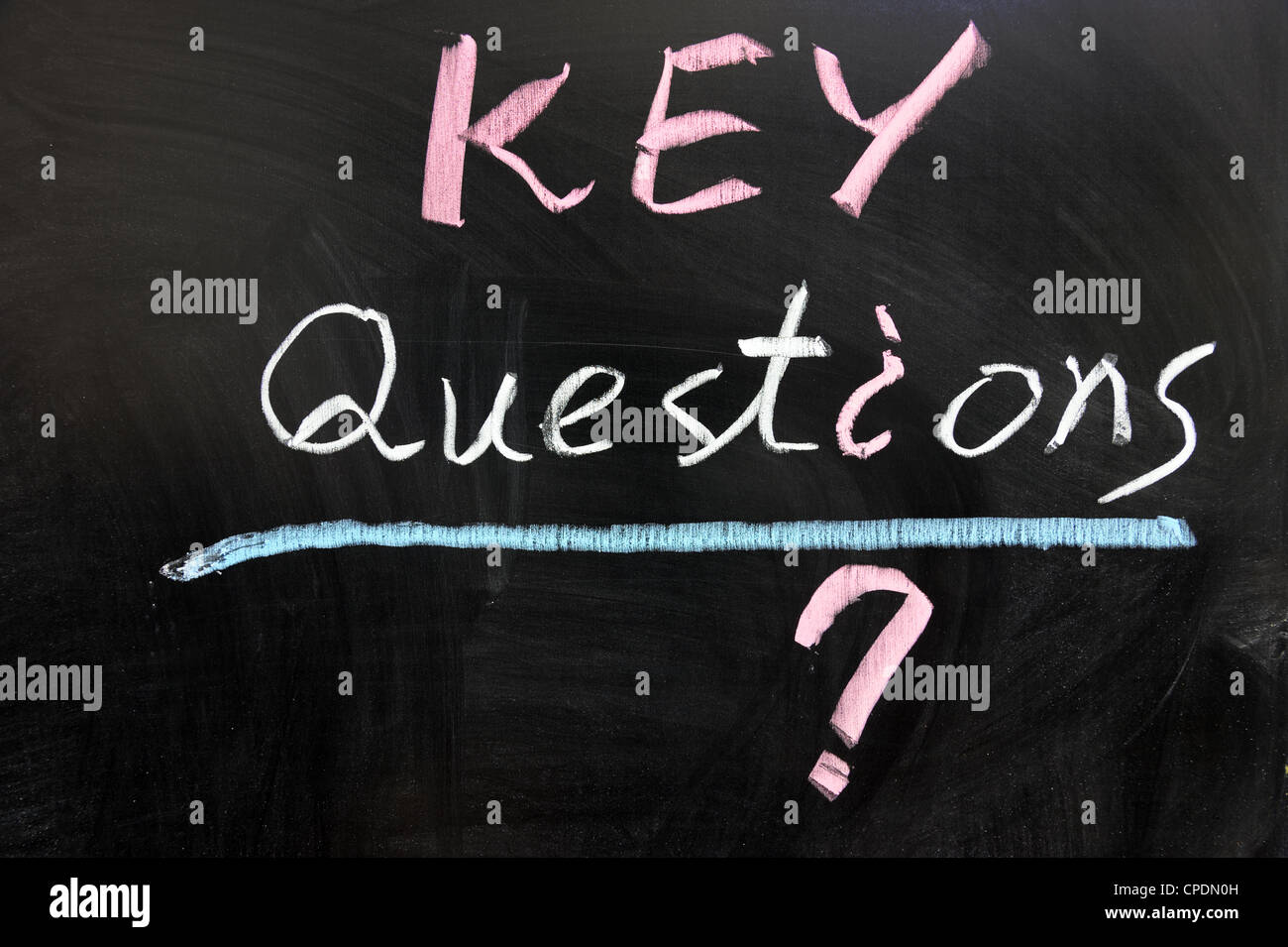 "Key questions" words written on the chalkboard Stock Photo Alamy
