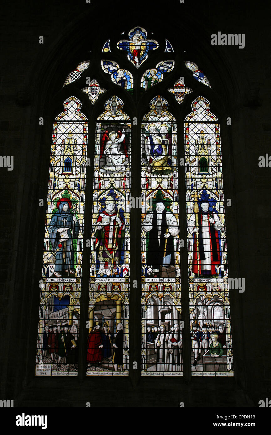 Stained Glass Window In St Botolph’s Church, Boston, Lincolnshire, UK Stock Photo