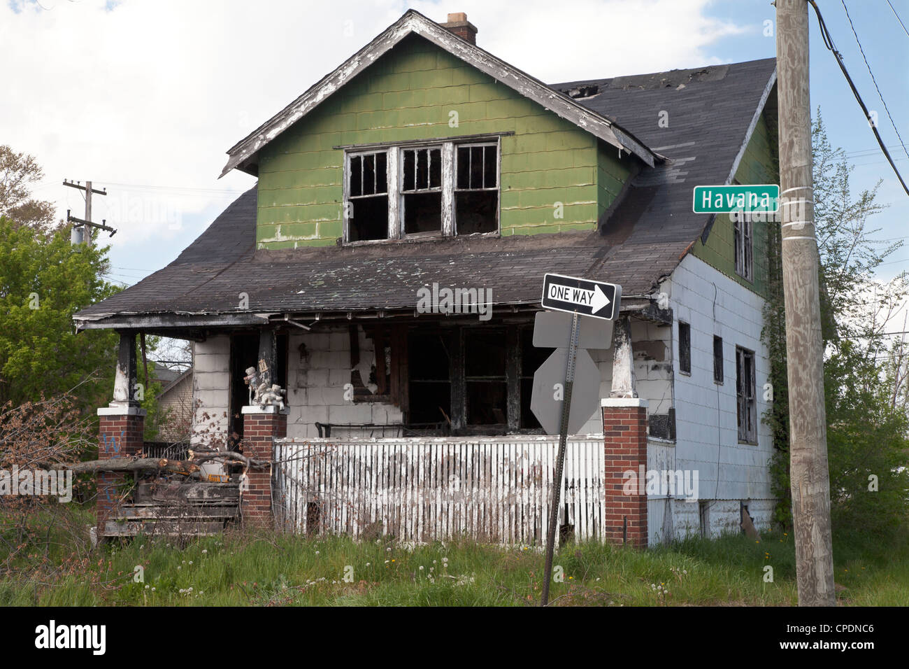 Abandoned, burned out house in Detroit, Michigan Stock Photo