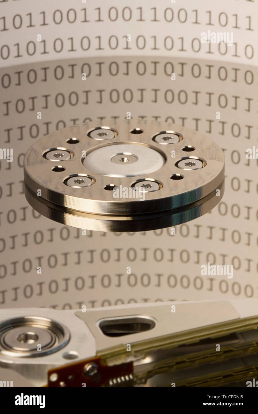 Computer hard drive HDD data on a platter Stock Photo