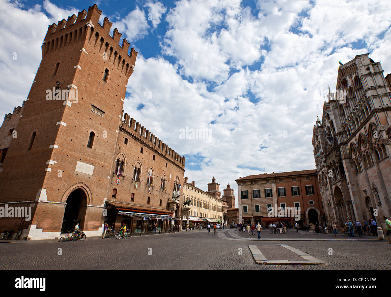 Italy, Ferrara, the Duomo square and the Ducale palace Stock Photo