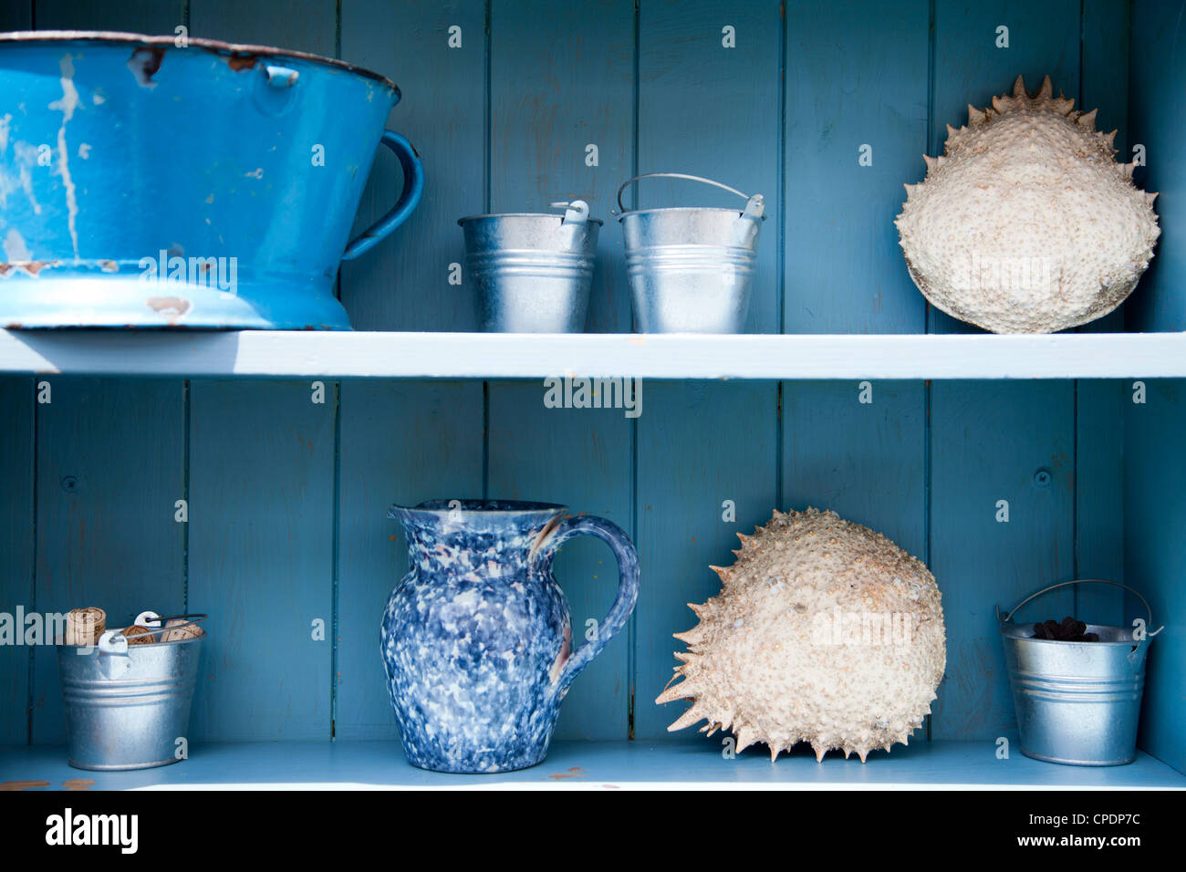 Blue Shelf Decor Stock Photo Alamy