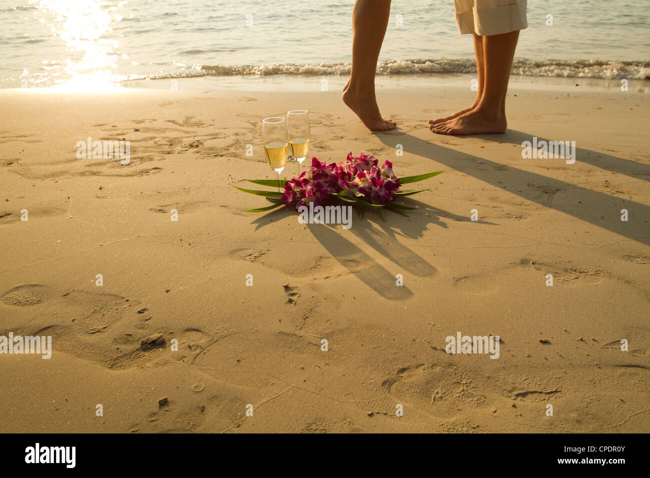 wedding couple on the paradise beach - with place for the text Stock Photo