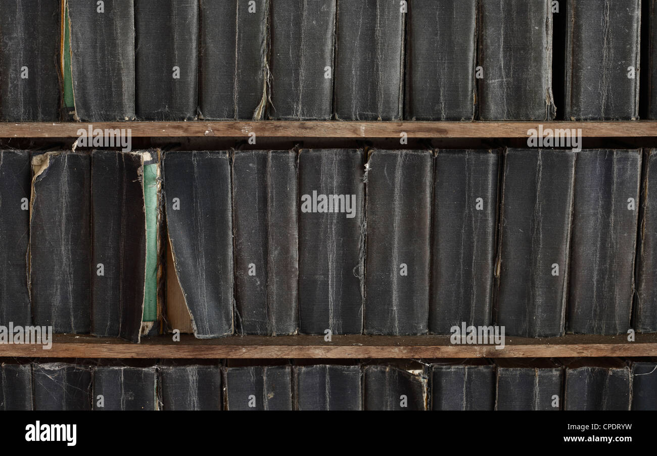 Bookcase inside a country church holding the Book of Common Prayer. Stock Photo