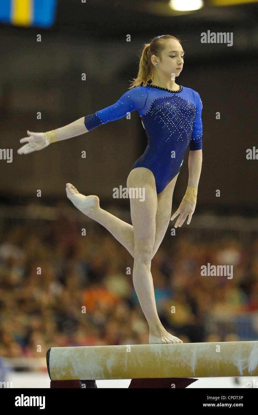 European Gymnastics Championships Brussels 13.5.12 Individual Apparatus Finals. KOMOVA Victoria Stock Photo