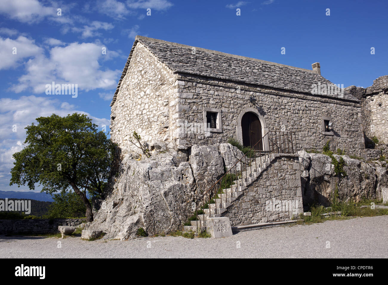 Typical karst stone house in Monrupino (Repentabor) Stock Photo