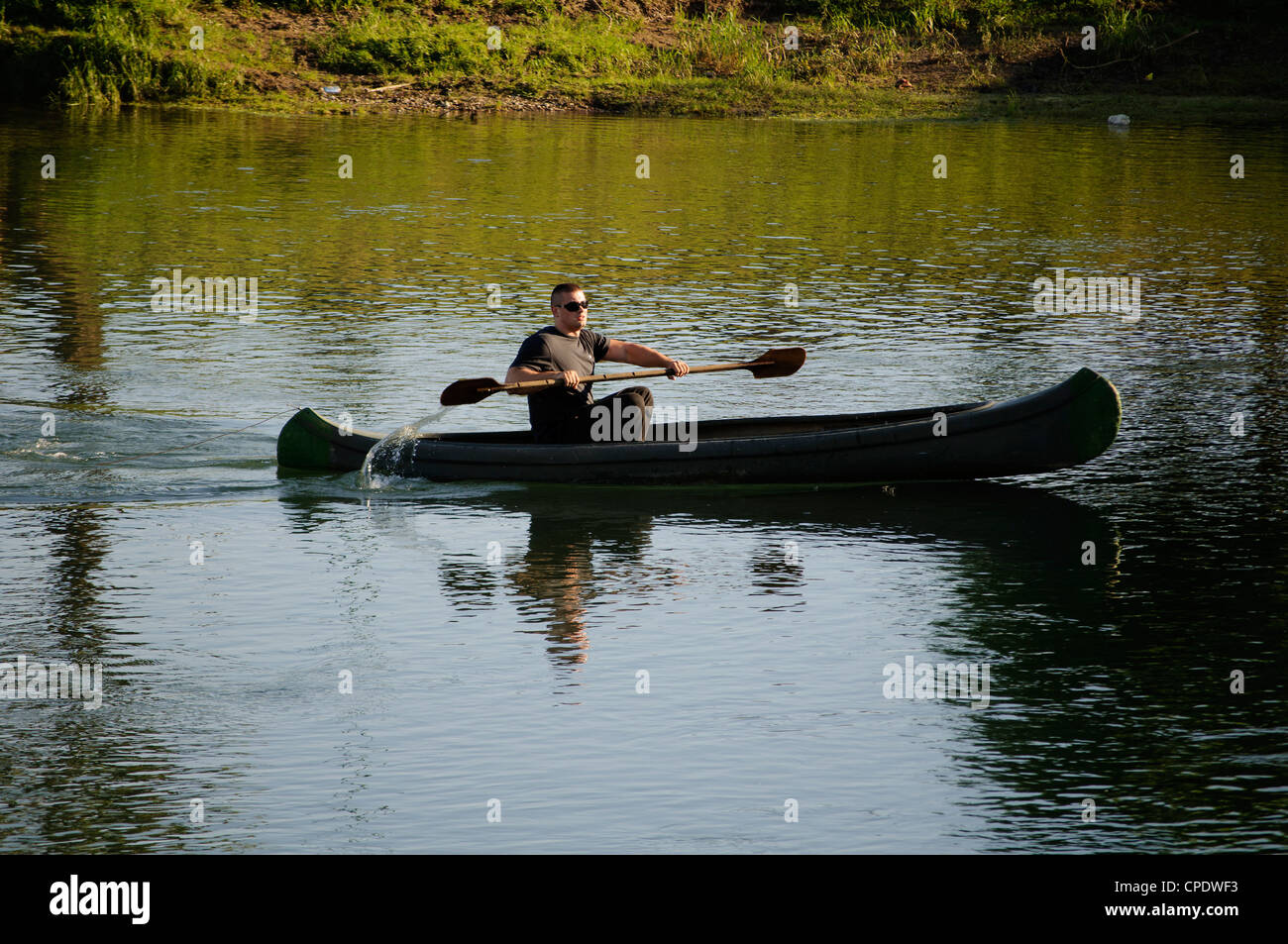 Man in a kayak Stock Photo Alamy