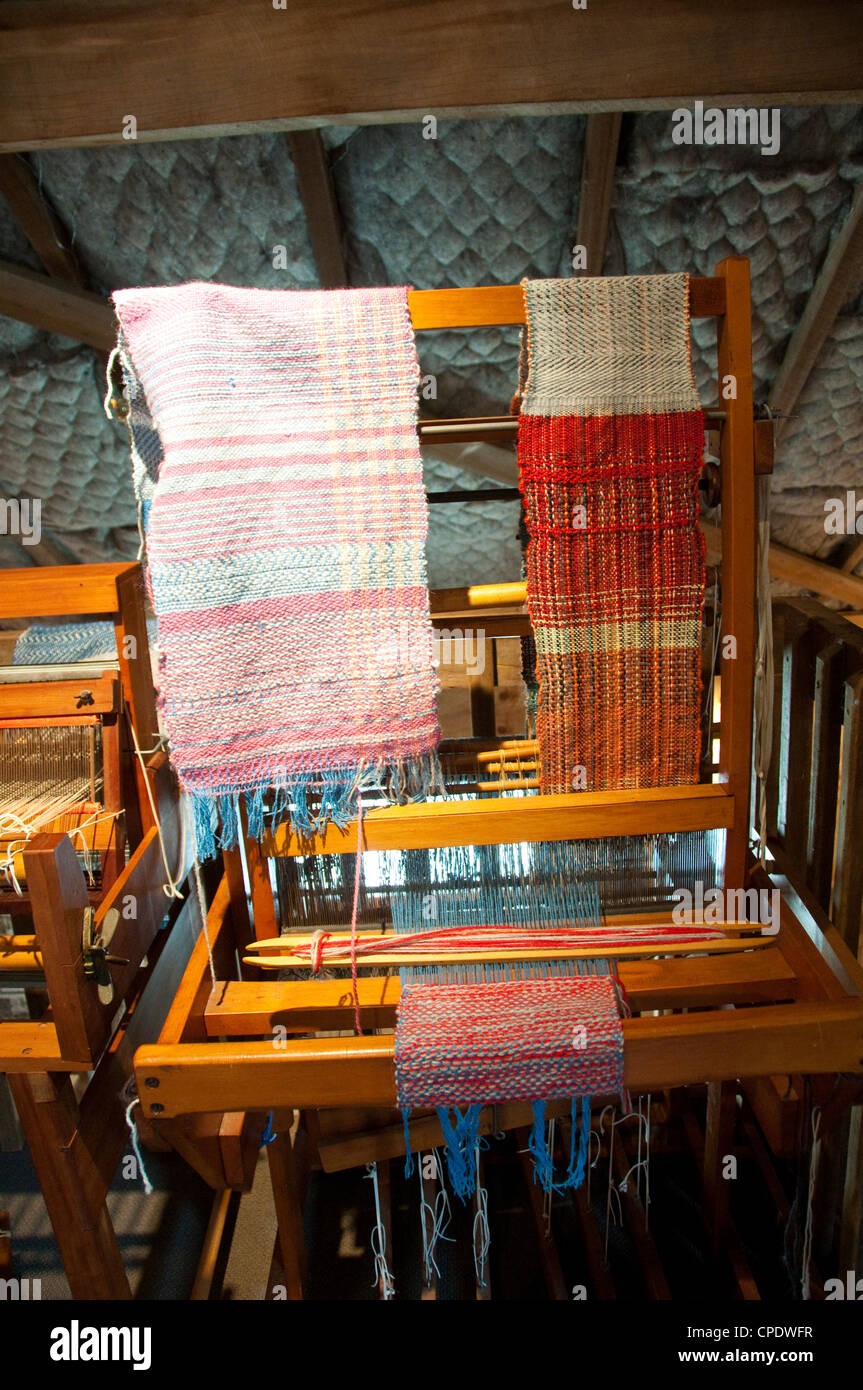 New Zealand North Island near Wellington, wool sheep shearing and weaviing and knit products at the Wool Shed in Wairarapa Stock Photo