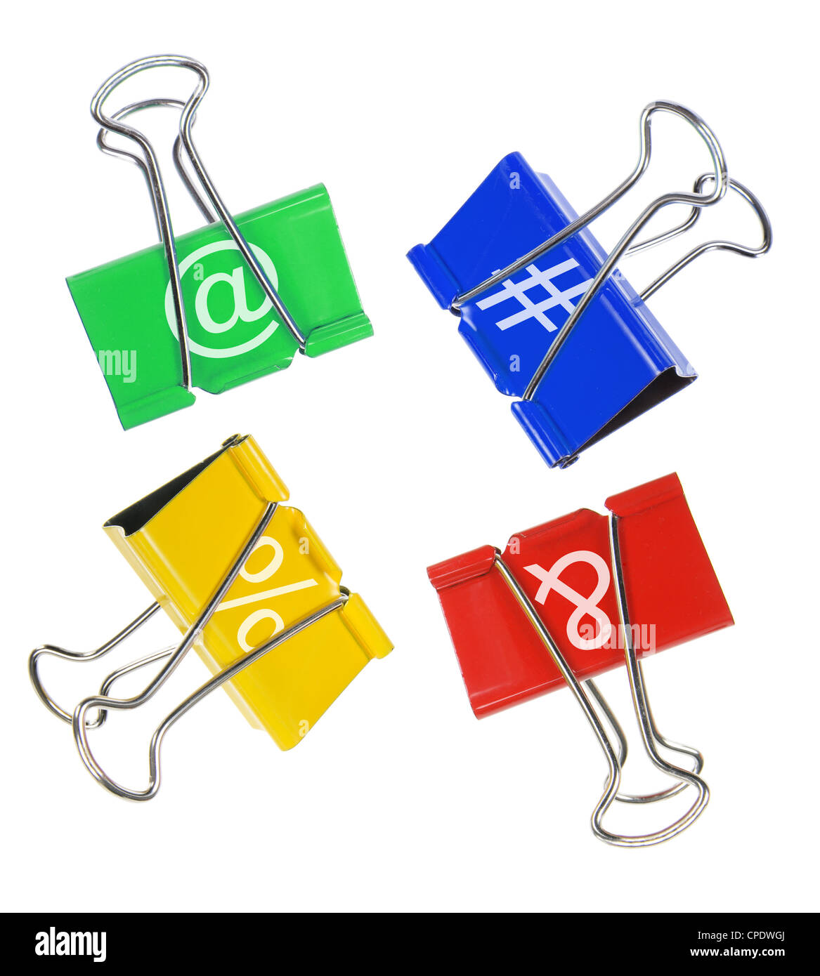 Paper Clips with Signs and Symbols Stock Photo