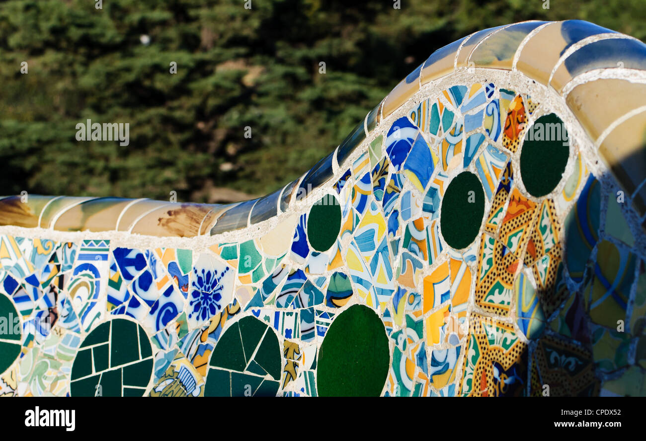 Park Guell architecture. Masterpiece of modernism architect Antoni Gaudi. Barcelona, Spain. Stock Photo