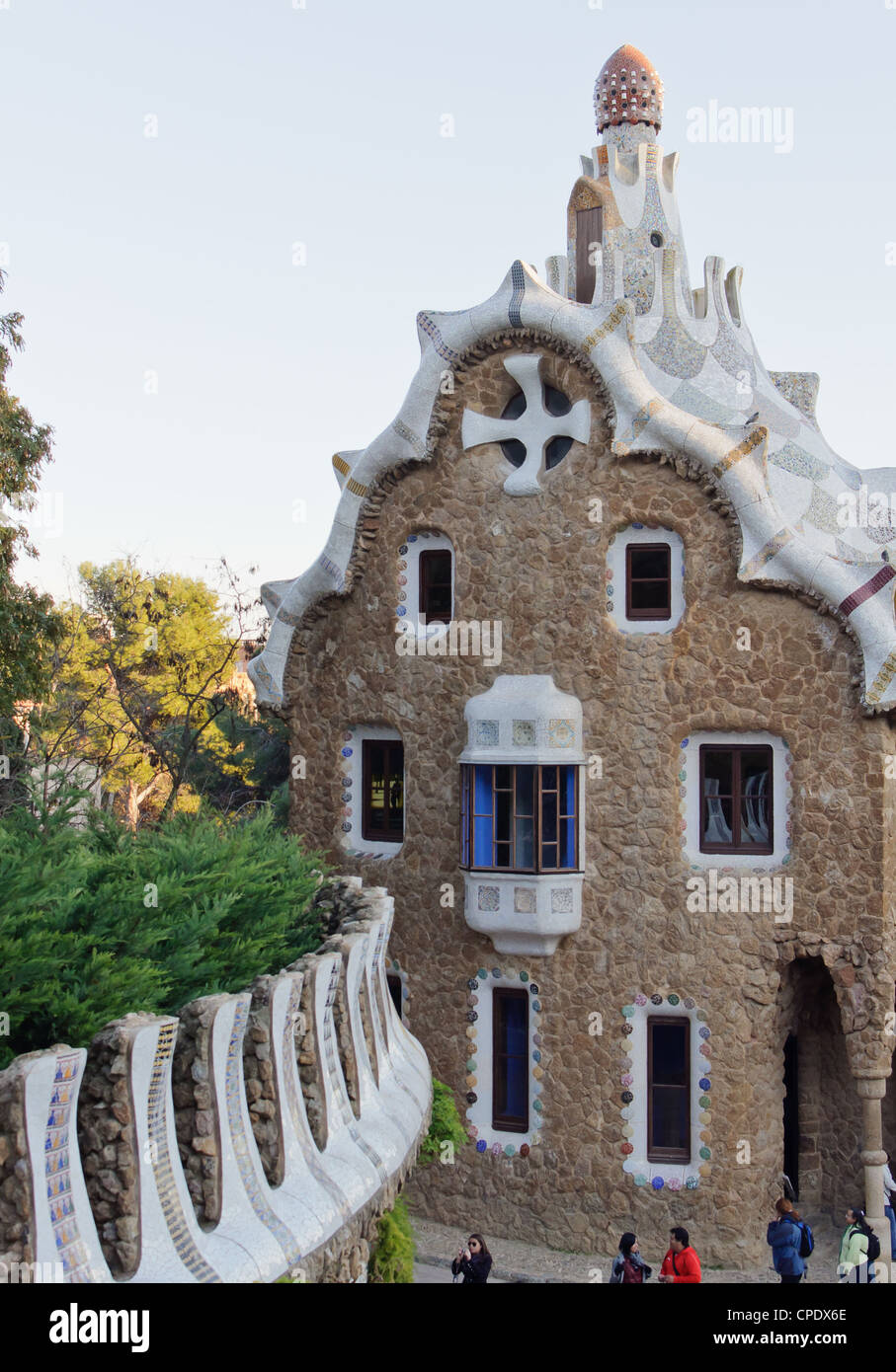 Park Guell architecture. Masterpiece of modernism architect Antoni Gaudi. Barcelona, Spain. Stock Photo