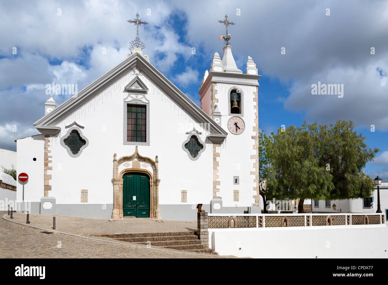 Church in the inland village of Alte, Algarve, Portugal Stock Photo