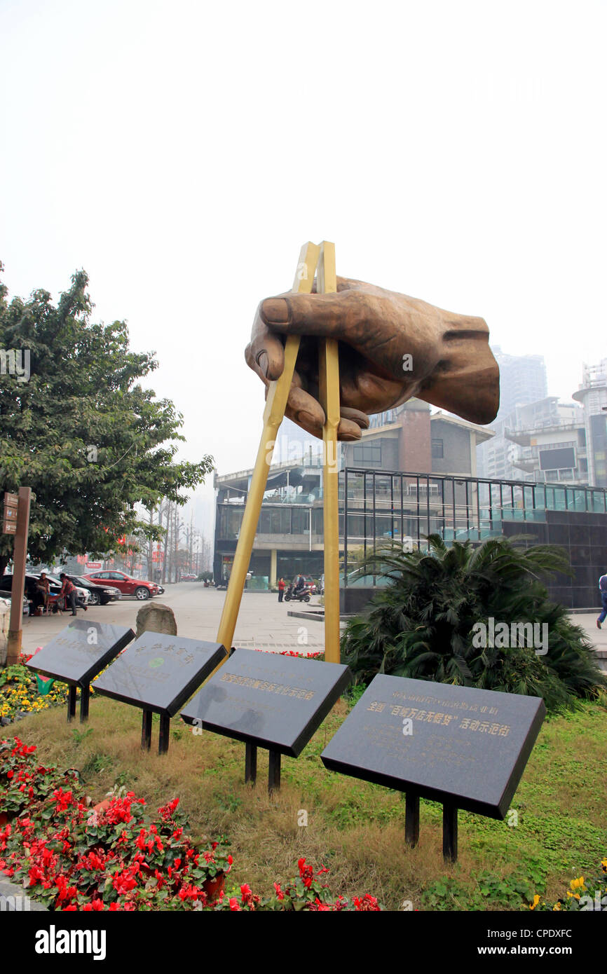 A chopstick monument in Chongqing, China Stock Photo