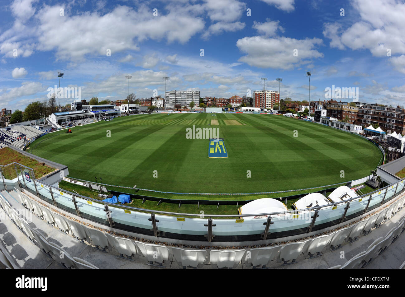 The County Ground, Hove (also known as the Probiz). The home of Sussex County Cricket Club Stock Photo