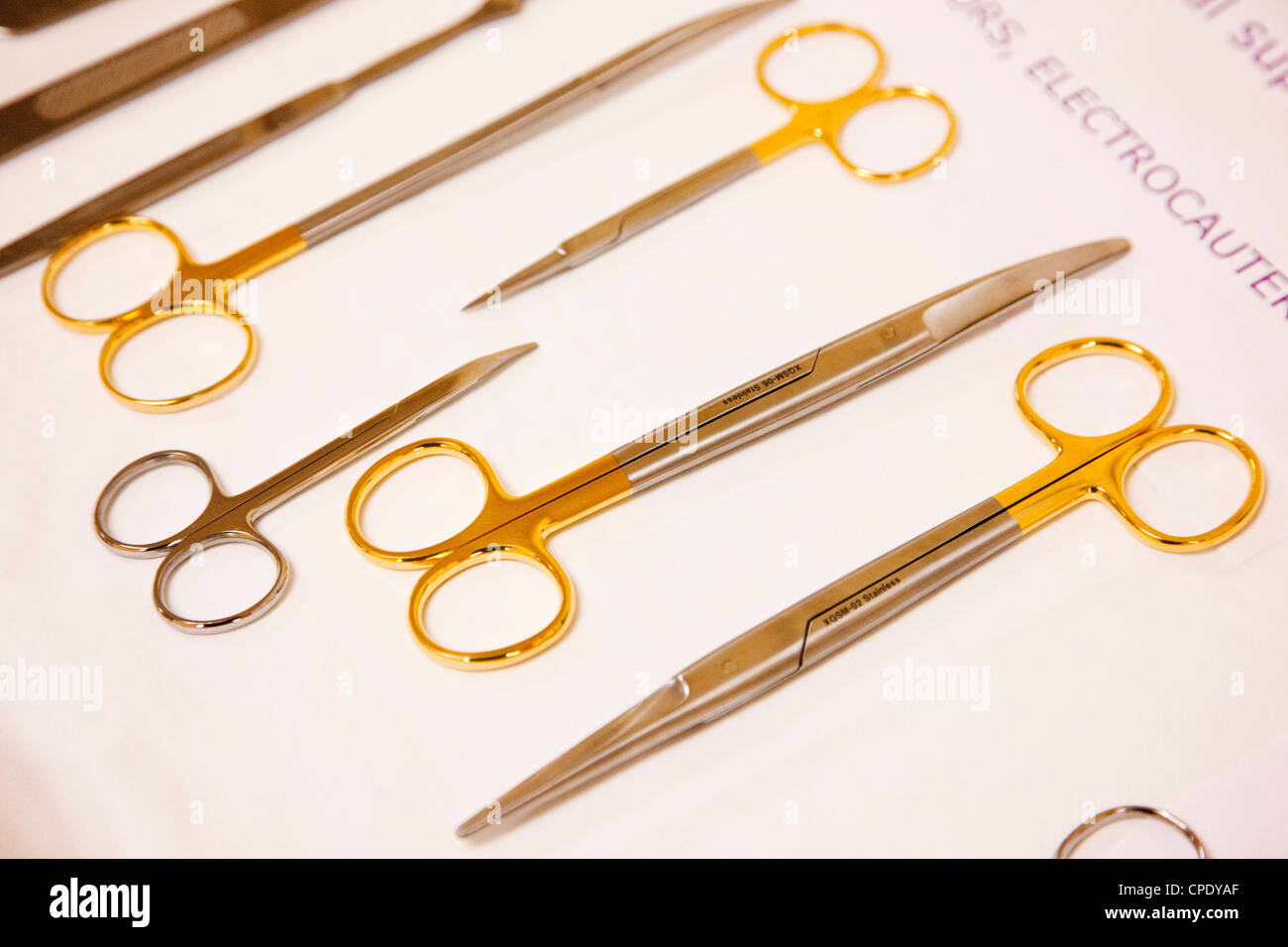 Instruments and tools used in medical operating procedures Stock Photo