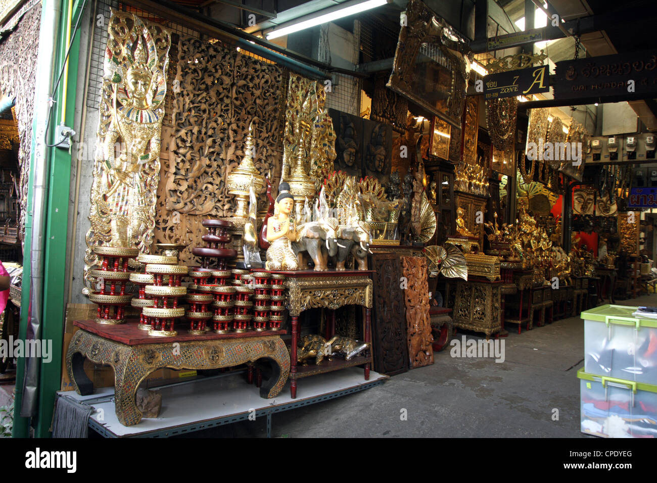 Thai art furniture and decoration shop at Chatuchak Weekend Market in
