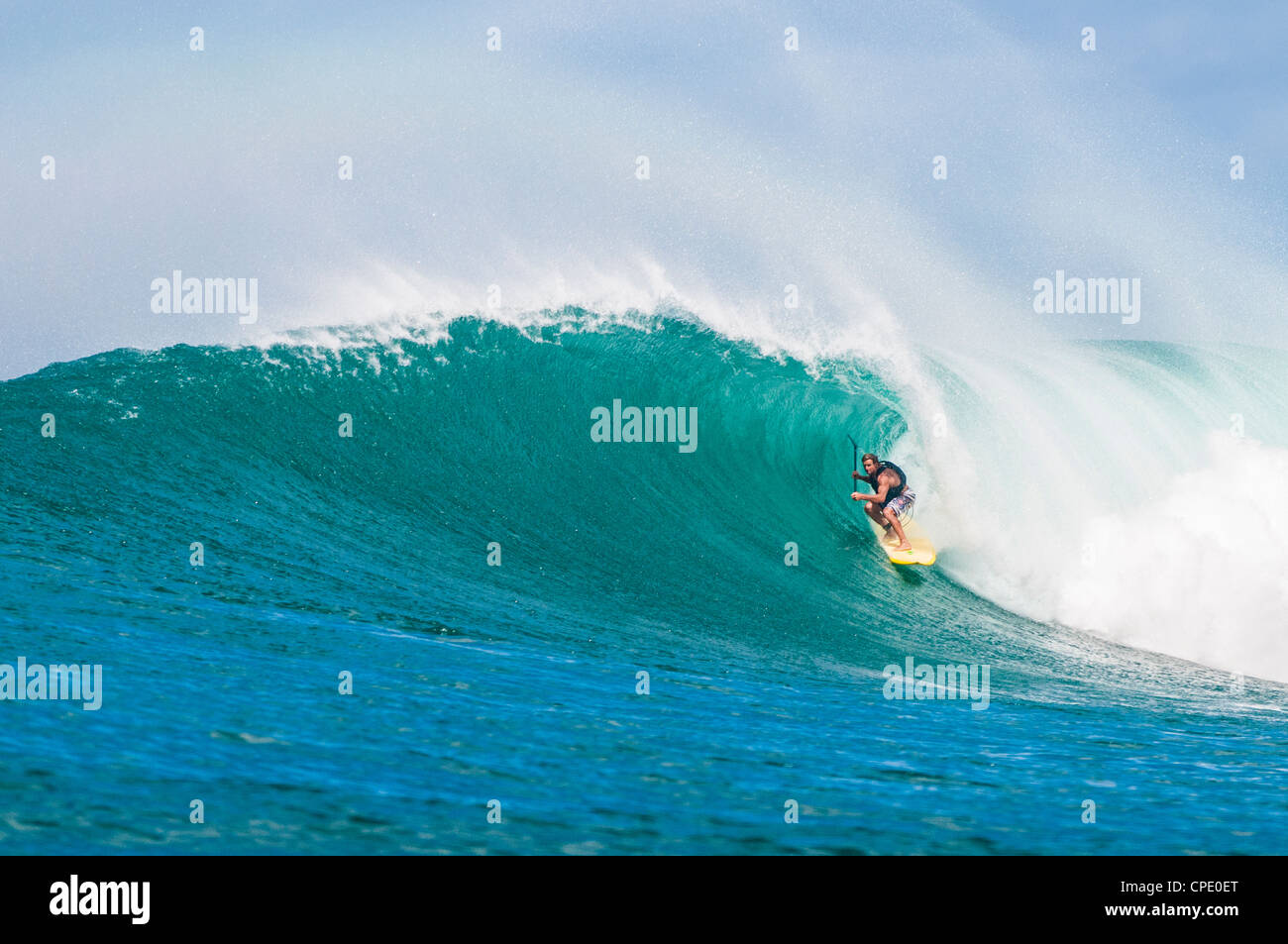 Laird Hamilton, Stand-Up Paddle Surfing, Hawaii Stock Photo