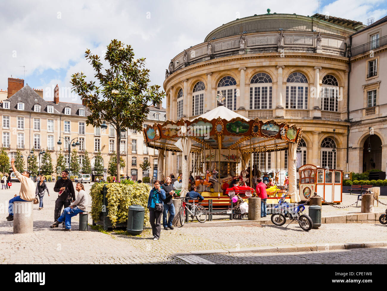 A scene in Place de la Mairie, Rennes, Brittany, France. Stock Photo