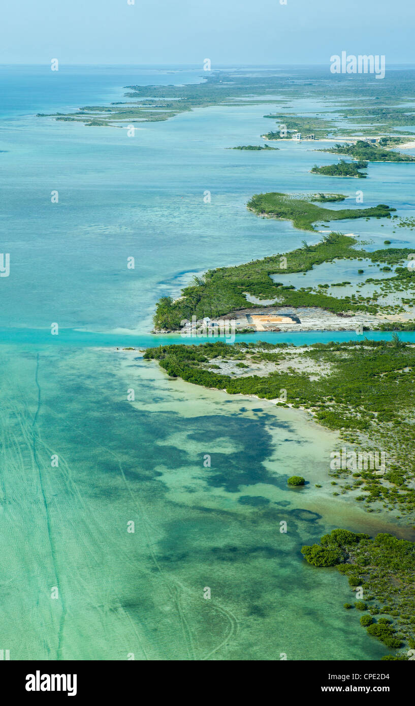Ambergris Caye, Belize Islands Aerial of Home Construction Stock Photo