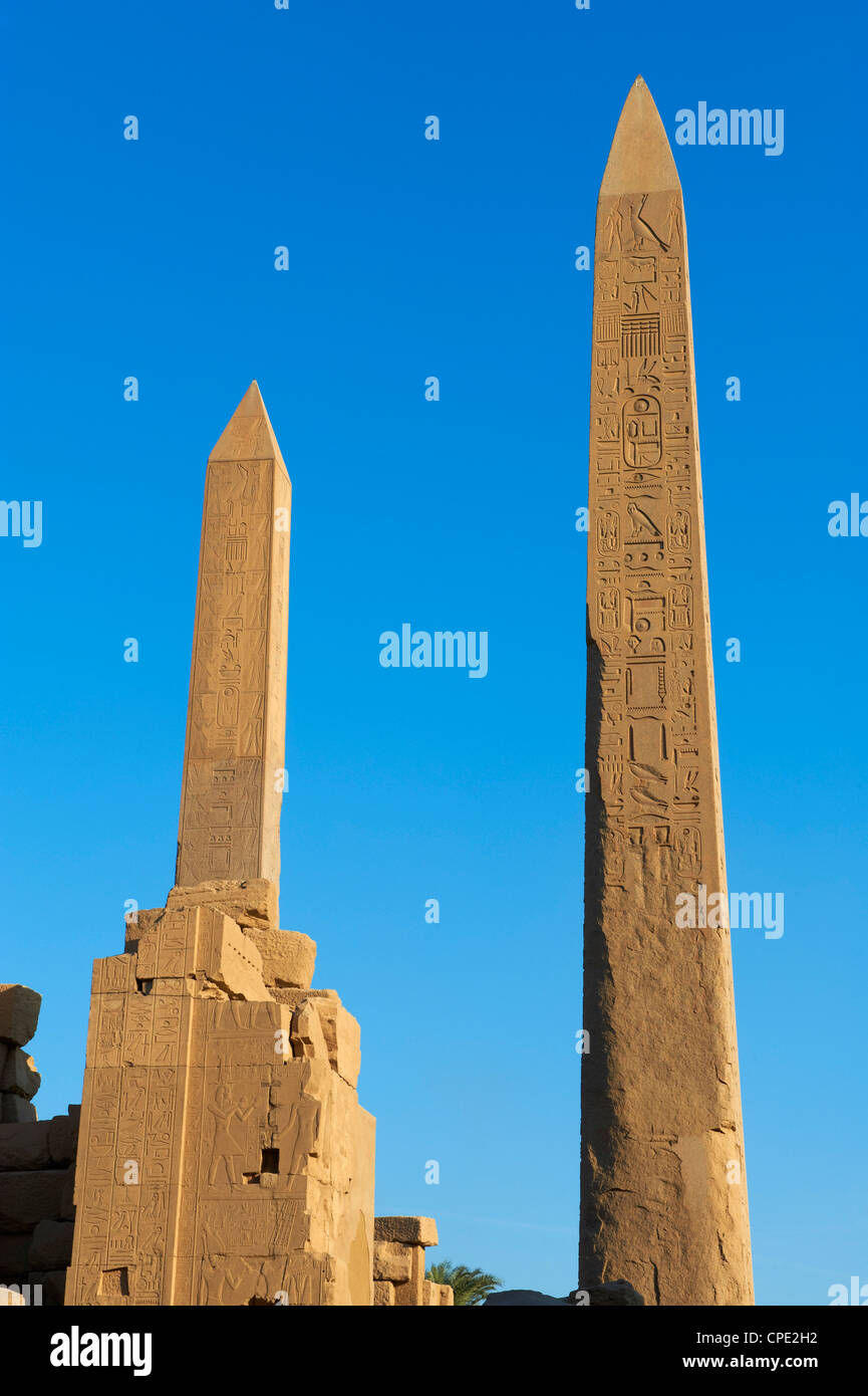 Obelisks of Tuthmosis I and Hatshepsut, Temple of Amun, Karnak, Thebes, UNESCO World Heritage Site, Egypt, North Africa, Africa Stock Photo