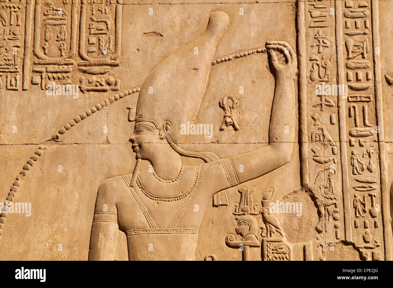 Bas relief, Temple of Sobek and Haroeris, Kom Ombo, Egypt, North Africa, Africa Stock Photo