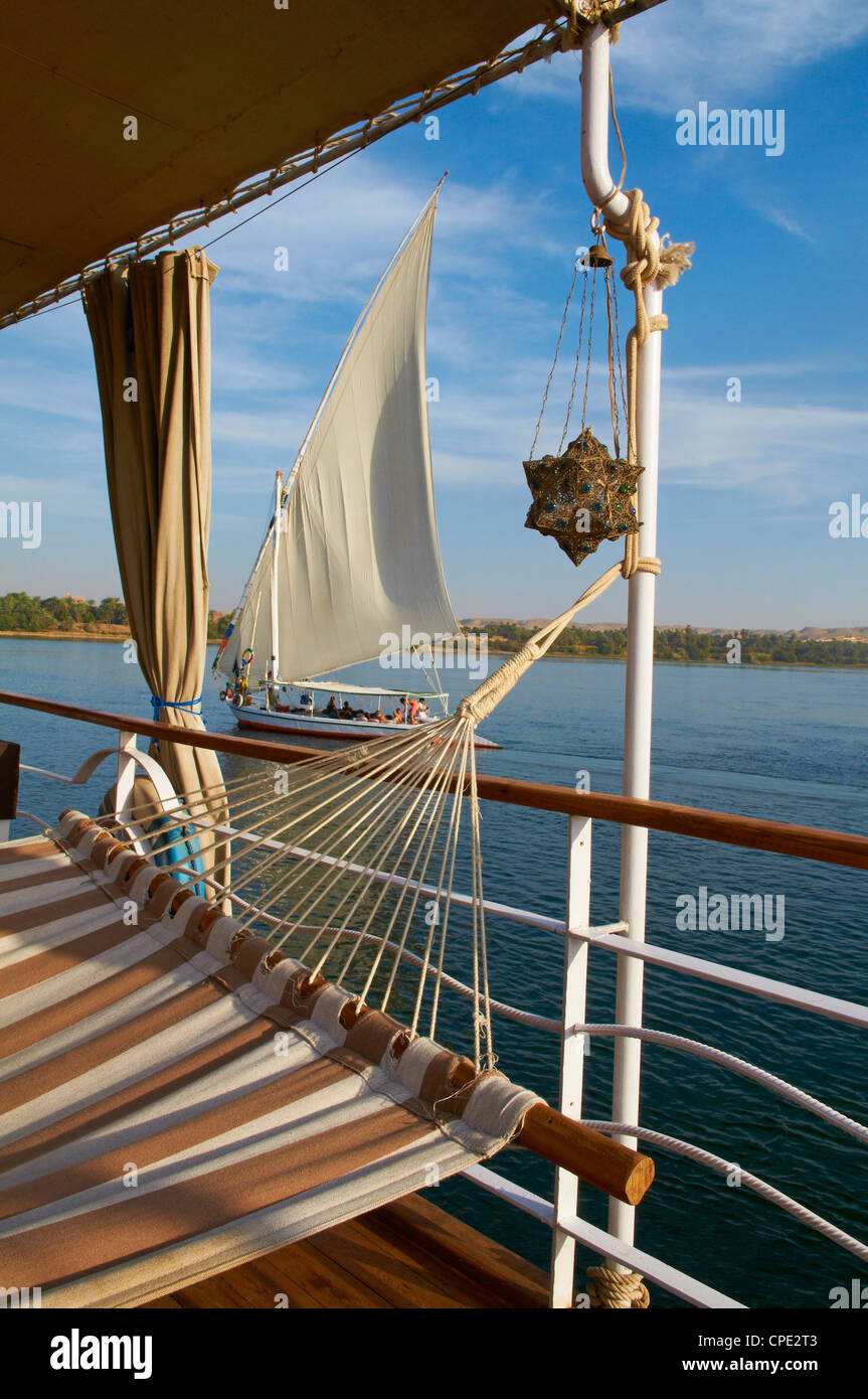 Cruise on the River Nile between Luxor and Aswan with Dahabieh type of boat, the Lazuli, Egypt, North Africa, Africa Stock Photo