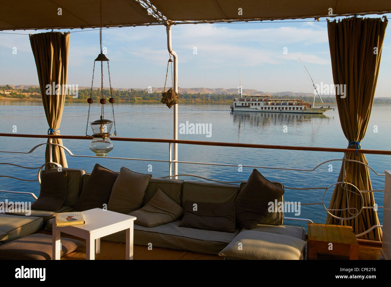 Cruise on the River Nile between Luxor and Aswan with Dahabieh type of boat, the Lazuli, Egypt, North Africa, Africa Stock Photo