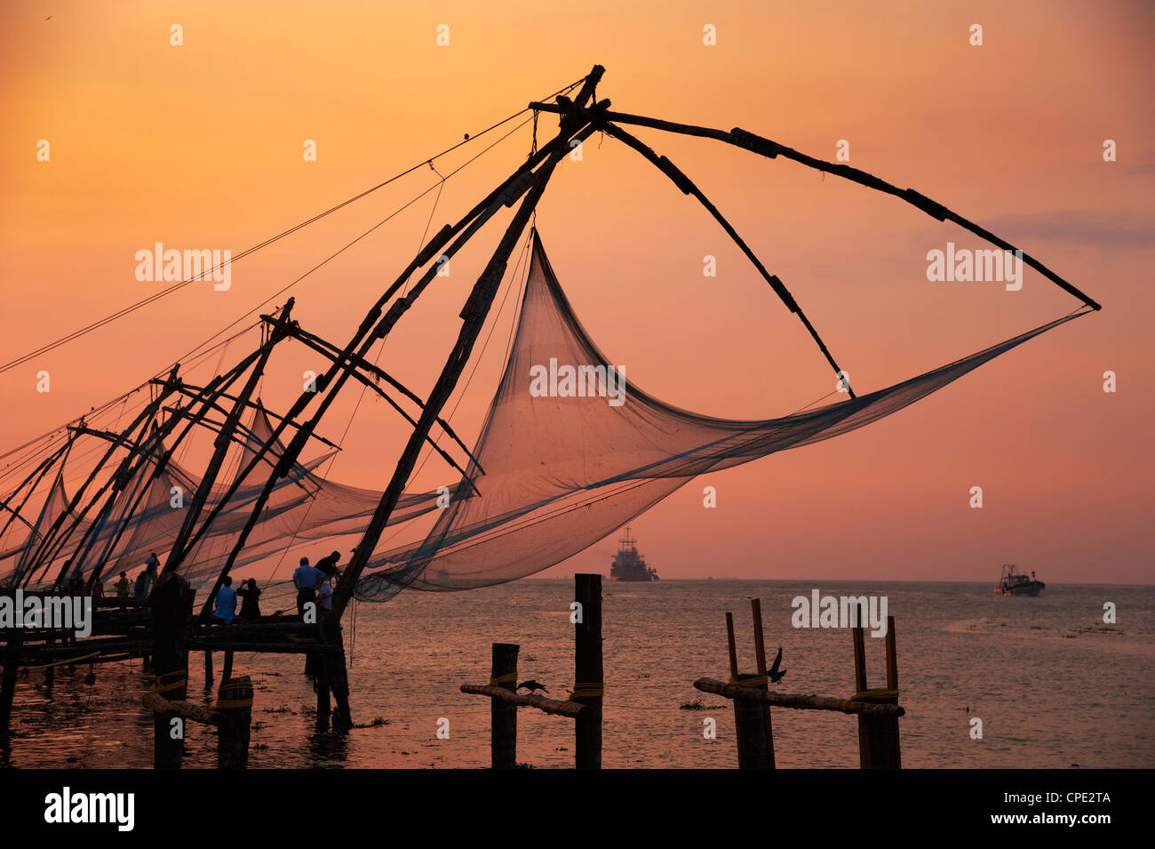 Chinese fishing nets, Cochin, Kerala, India, Asia Stock Photo