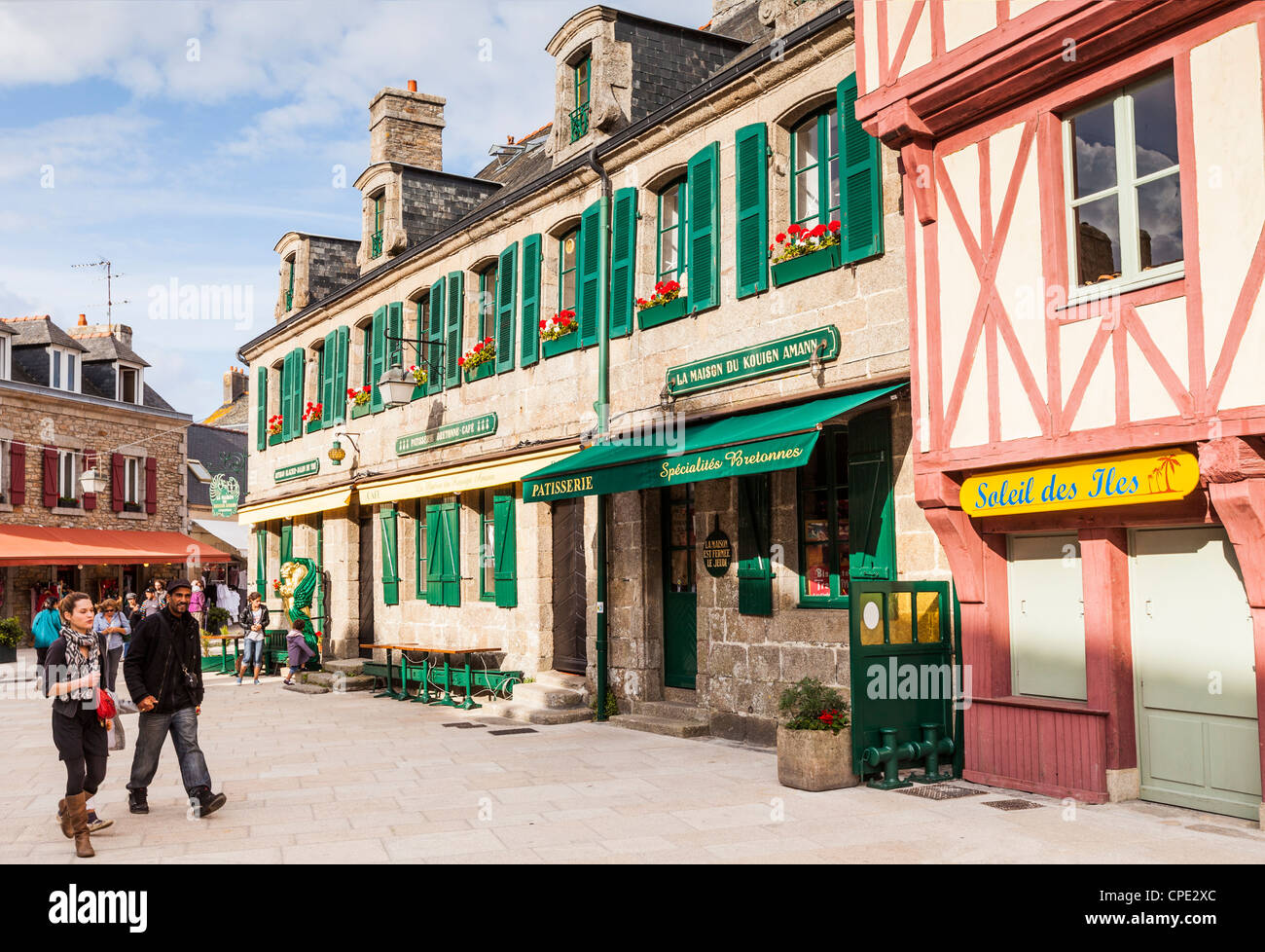 Street scene within the city walls of Concarneau, Brittany, France. Stock Photo