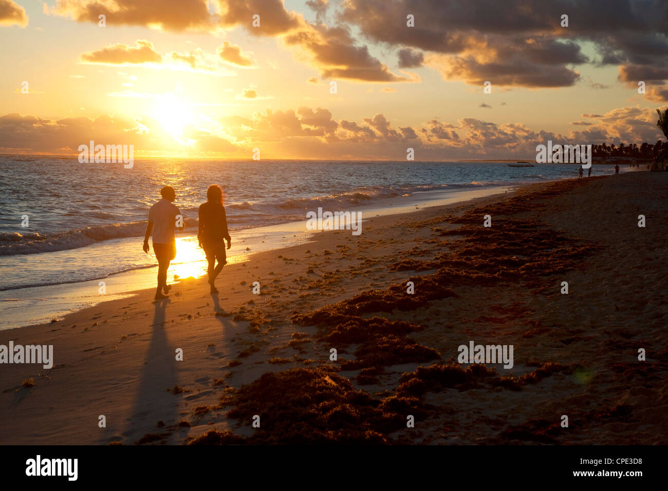 Bavaro Beach at sunrise, Punta Cana, Dominican Republic, West Indies, Caribbean, Central America Stock Photo