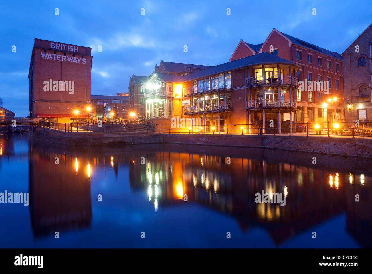 Waterfront at night, Nottingham, Nottinghamshire, England, United Kingdom, Europe Stock Photo