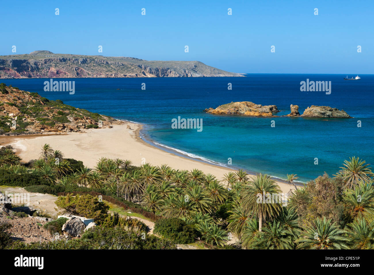 Vai beach, Lasithi region, Crete, Greek Islands, Greece, Europe Stock Photo